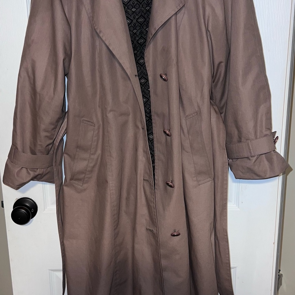 London Fog Patterned Coat with Tan Accents